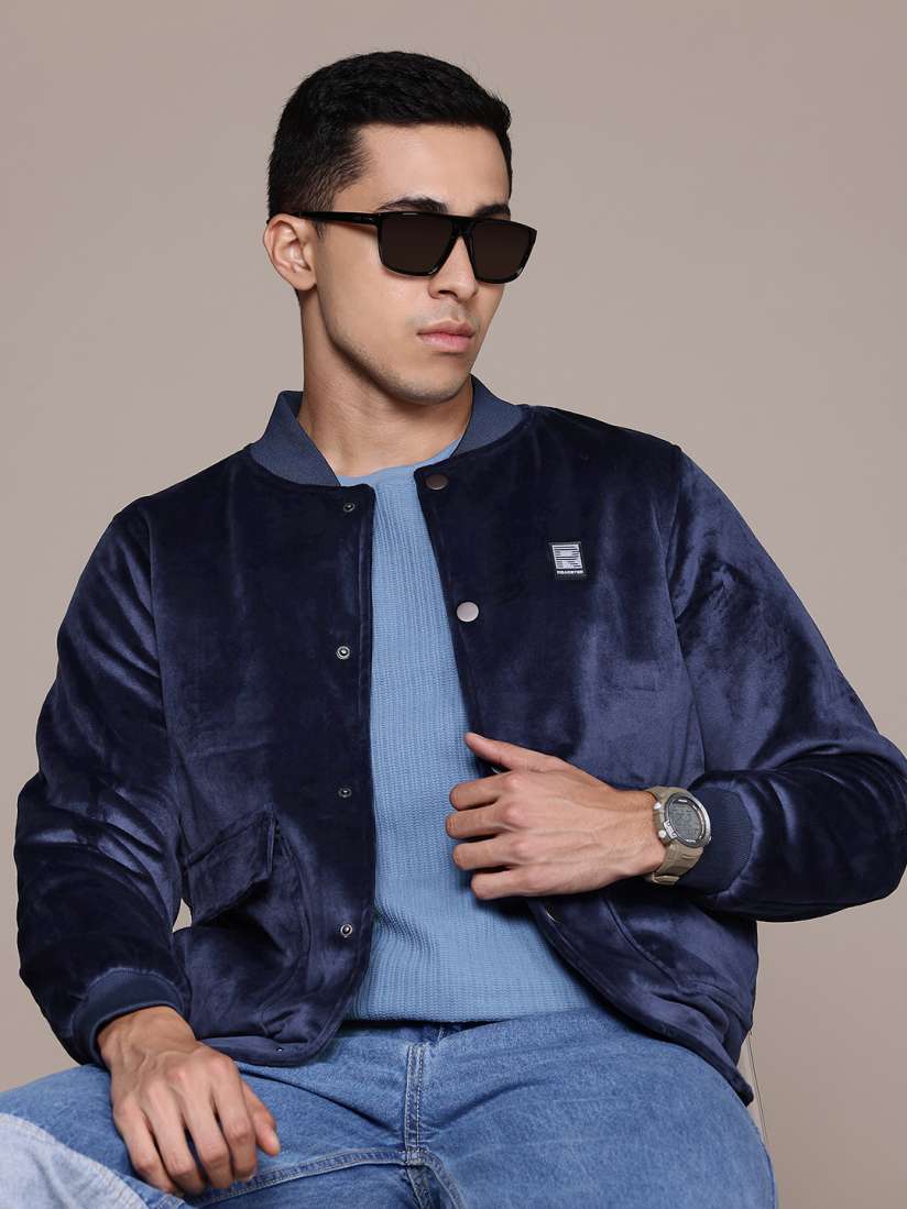 Buy The Roadster Lifestyle Co. Velour Bomber Jacket Jackets for Men 29349796 Myntra