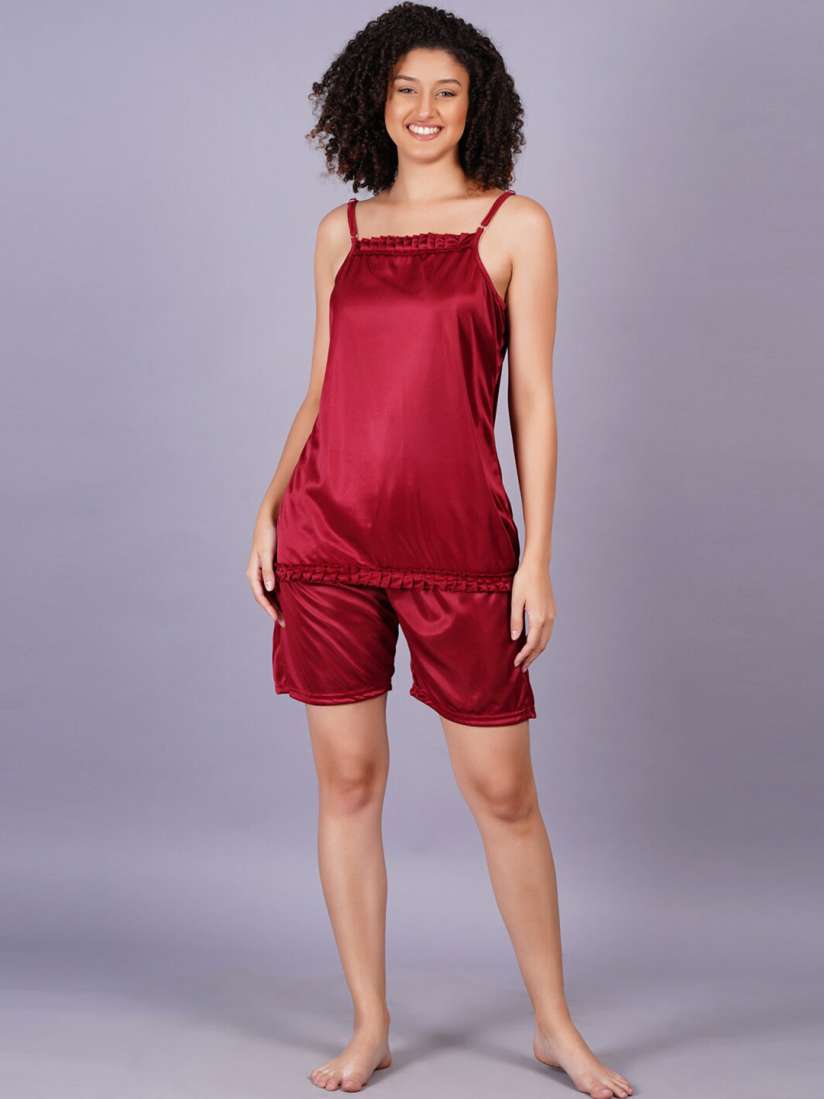 Buy Breezly Shoulder Straps Satin Night Suit Night suits for Women 29352022 Myntra
