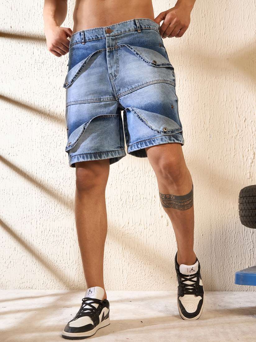 Buy FUGAZEE Men Washed Cotton Loose Fit Denim Shorts Shorts for Men 29359754 Myntra