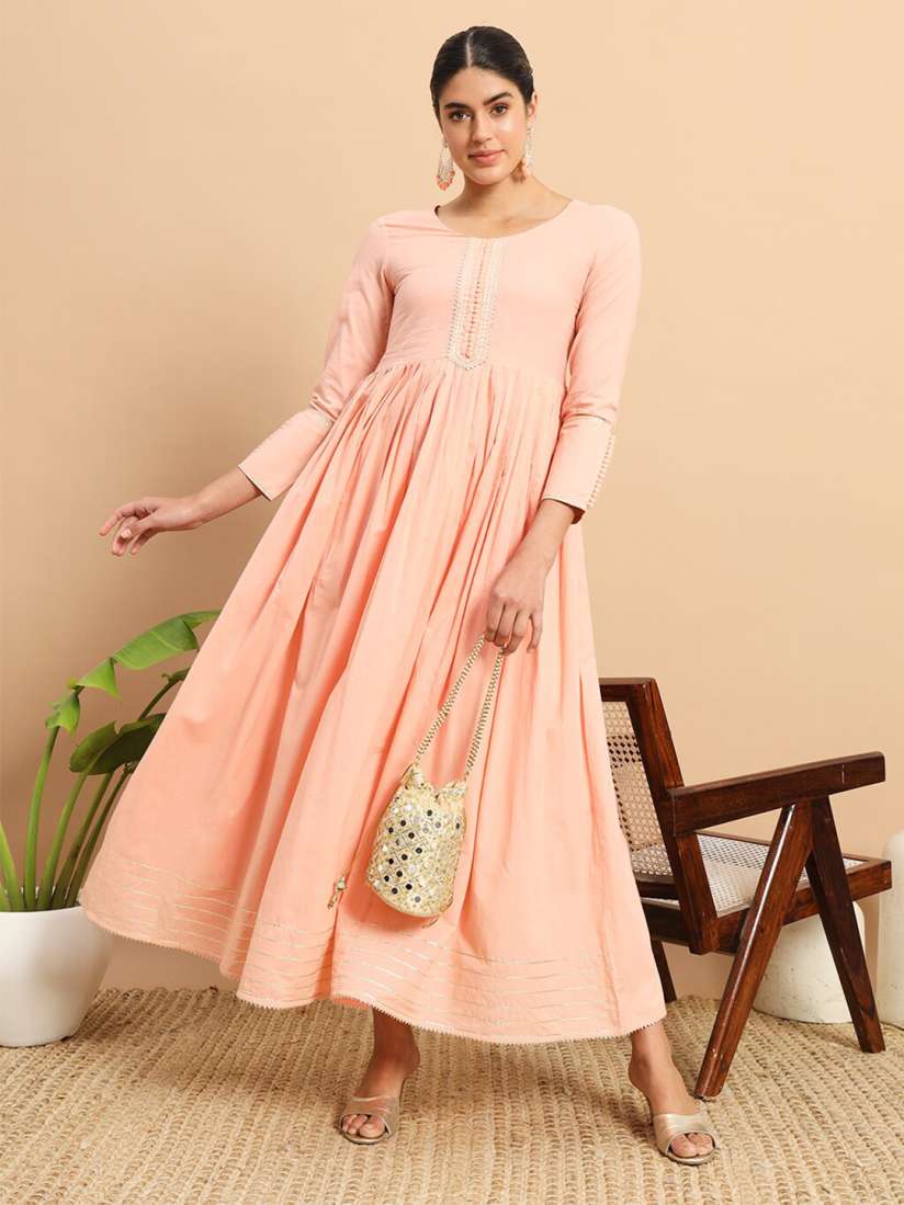 Buy Meeranshi Round Neck Long Sleeves Cotton Dress Dresses for Women 29360344 Myntra