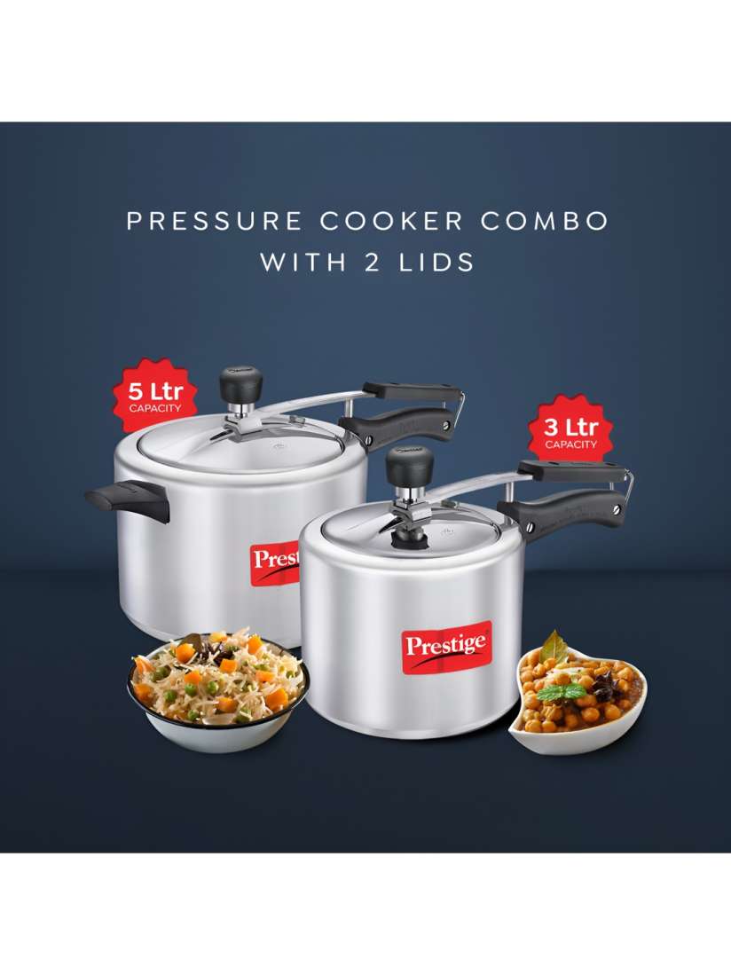 Buy Prestige Aluminium Silver Toned 2 Pieces Aluminium Inner Lid Pressure Cooker with 2 Lids Pressure Cooker for Unisex 29360992 Myntra