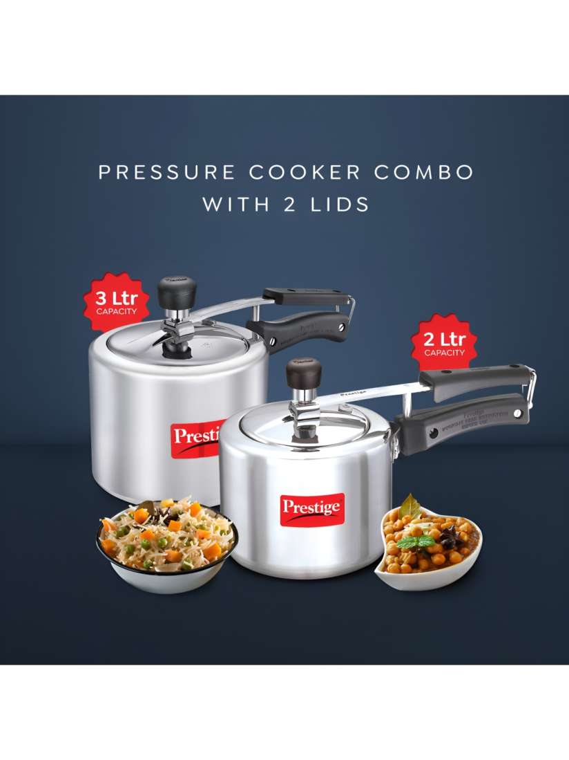 Buy Prestige Silver Toned 2 Pieces Aluminium Inner Lid Pressure Cooker with 2 Lids Pressure Cooker for Unisex 29360994 Myntra