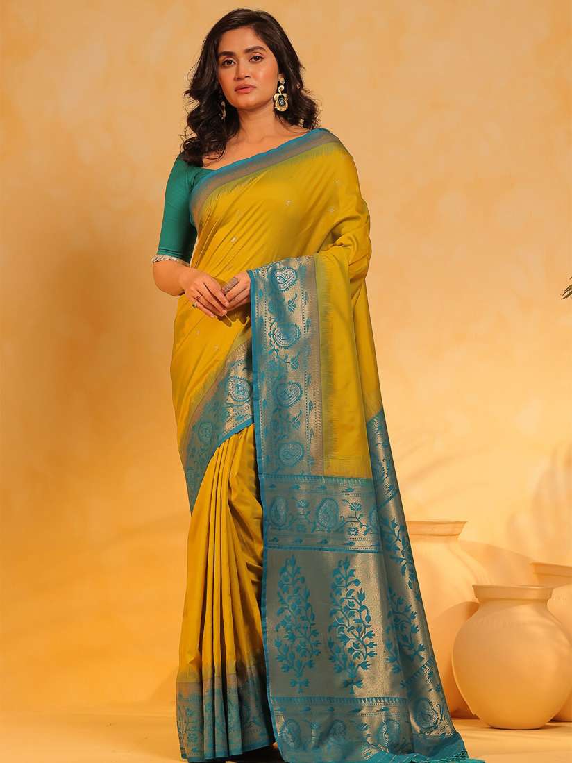 Buy KAVVYA Soft Lightweight Mustard Weaving Silk Saree Sarees for Women 29364194 Myntra