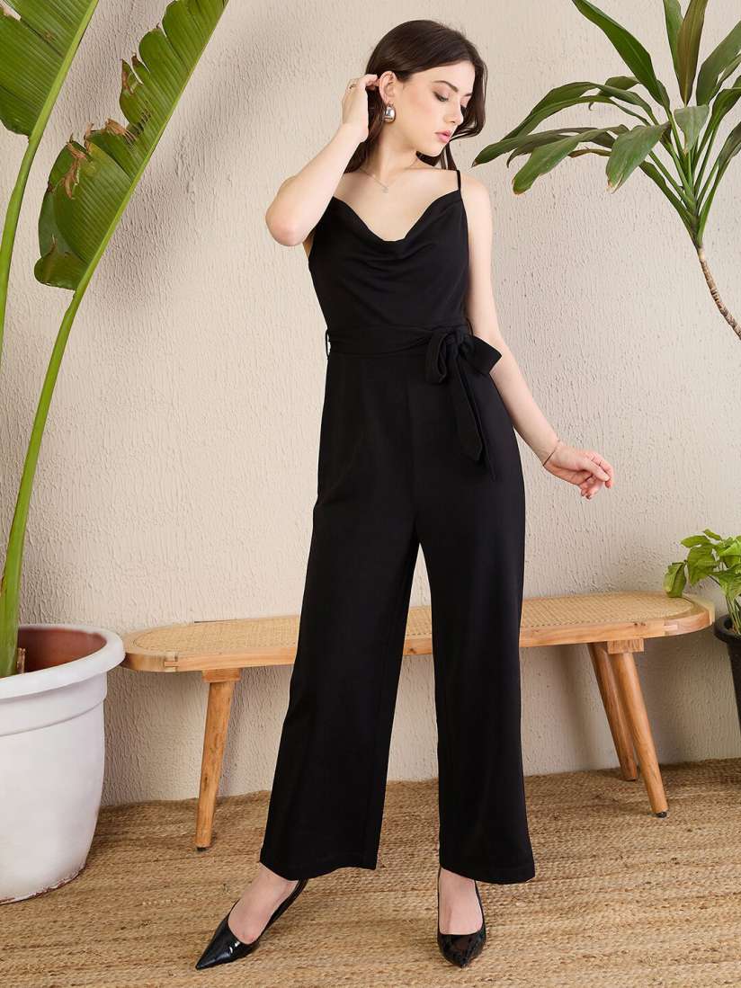 Black jumpsuit myntra discount