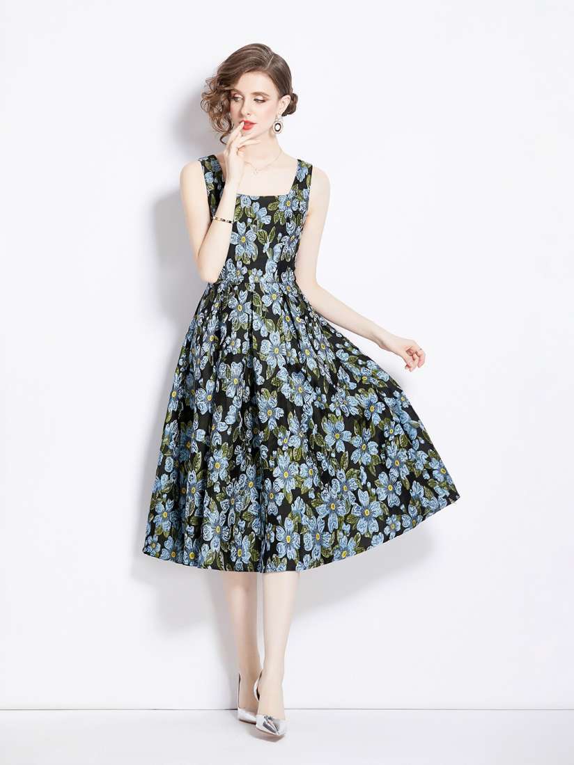 Buy JC Collection Floral Printed Square Neck Fit Flare Midi Dress Dresses for Women 29367826 Myntra