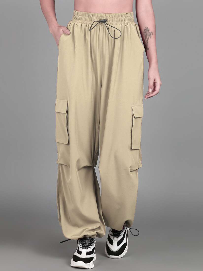 Buy The Roadster Lifestyle Co. Beige Women Mid Rise Cargo Joggers Track Pants for Women 29380026 Myntra