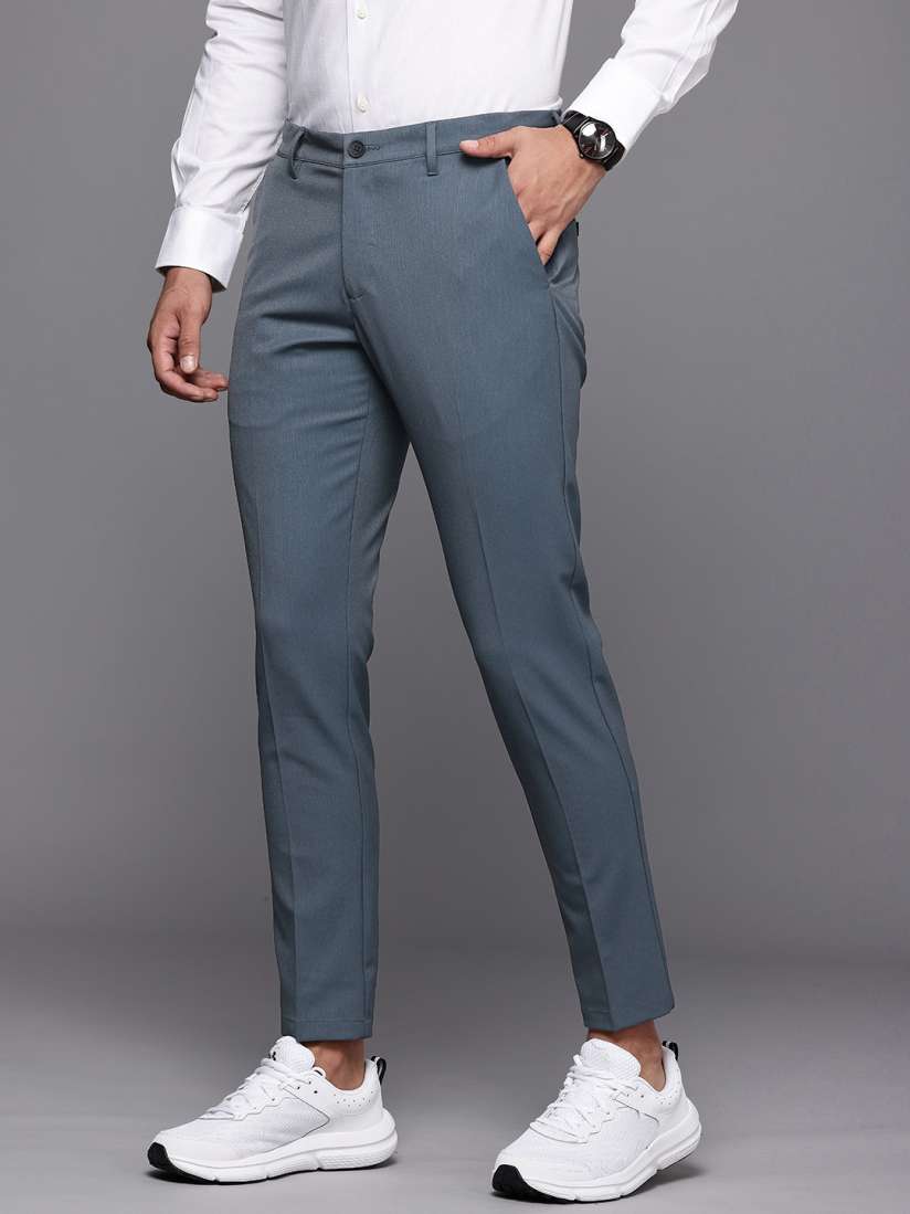 Buy Louis Philippe Ath.Work Men Textured Comfort Tapered Fit Smart Casual Trousers Trousers for Men 29385884 Myntra