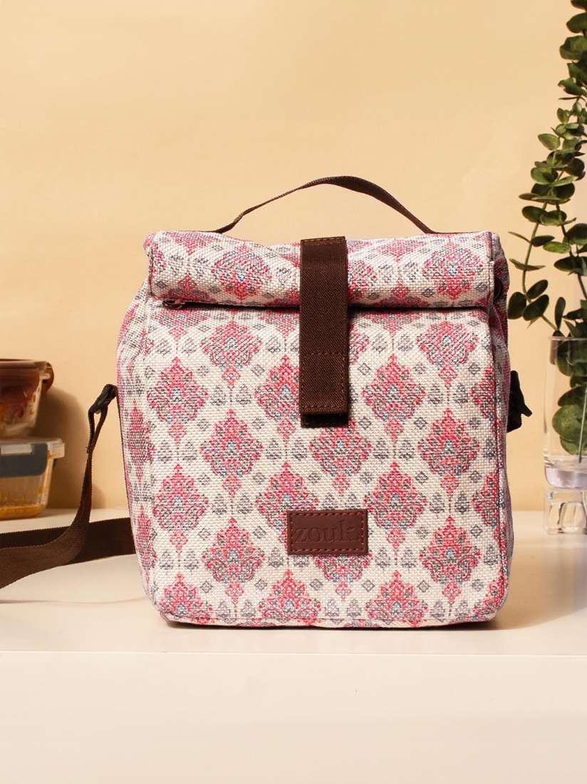 Buy ZOUK Kashmiri Tulips Ethnic Motifs Printed Insulated Roll Up Lunch Bag Travel Accessory for Unisex 29390218 Myntra