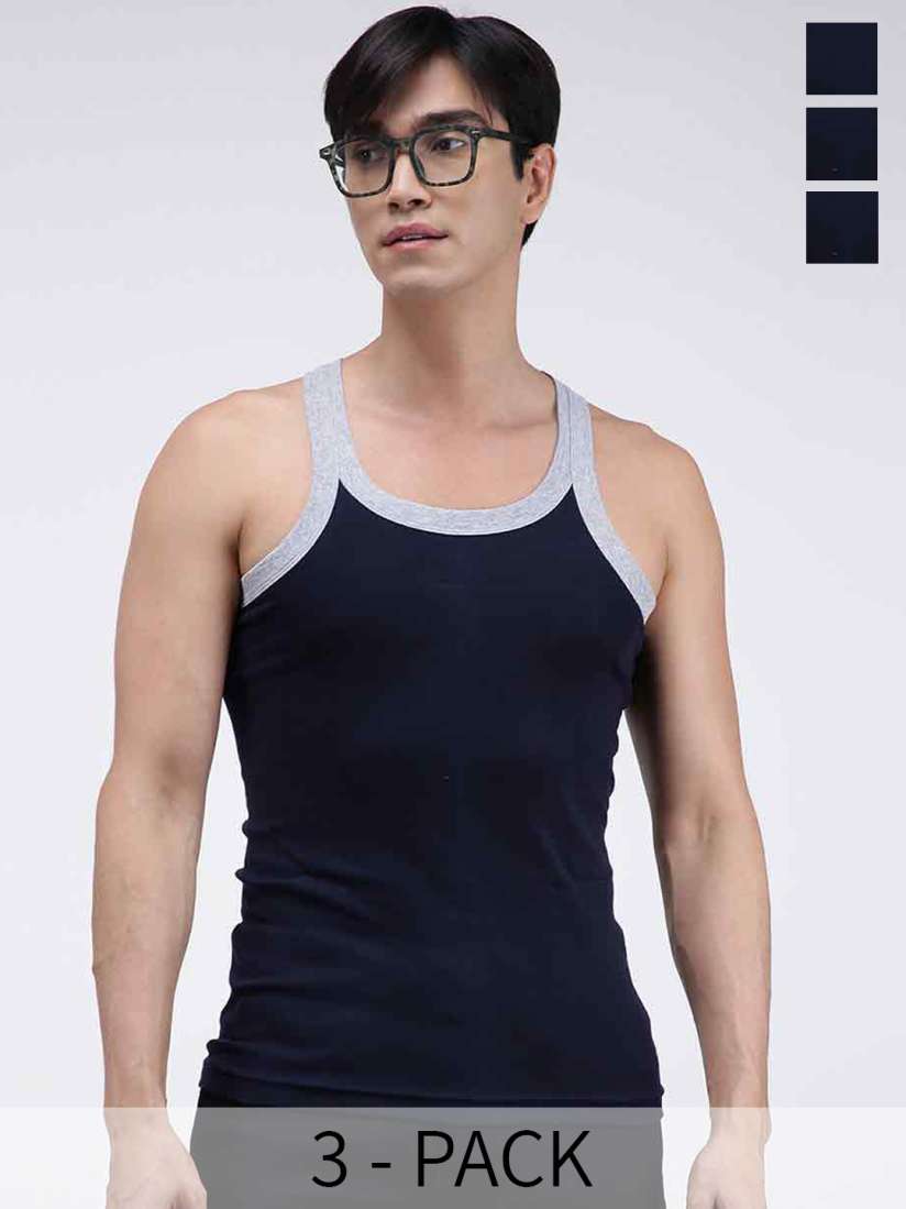 Buy AMUL COMFY Pack Of 3 Pure Cotton Gym Vests AC GVEST BLK GR XS 3PC Innerwear Vests for Men 29391188 Myntra