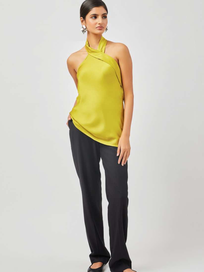 Buy Contemponari Halter Neck Backless Satin Top Tops for Women 29392060 Myntra