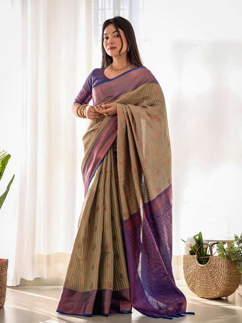 Buy Mitera Woven Design Zari Kanjeevaram Saree Sarees for Women 29392634 Myntra