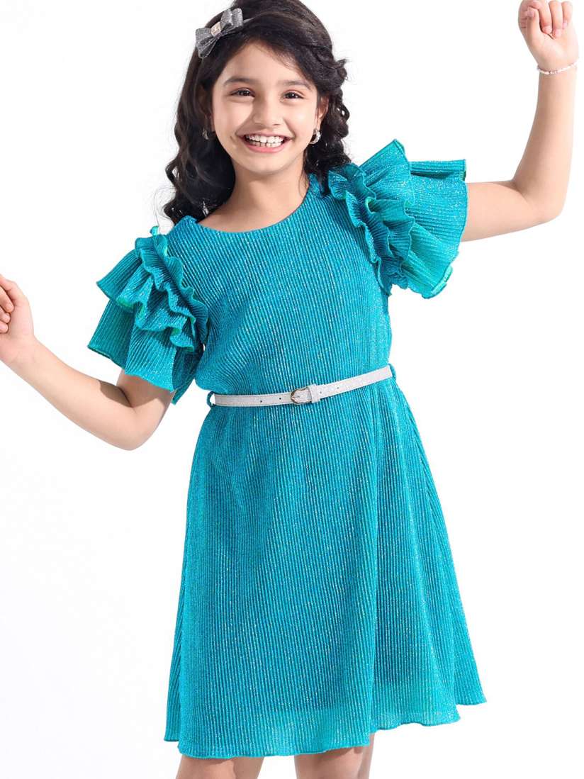 Buy Hola Bonita Girls Glitter Flutter Sleeve A Line Dress Dresses for Girls 29398850 Myntra