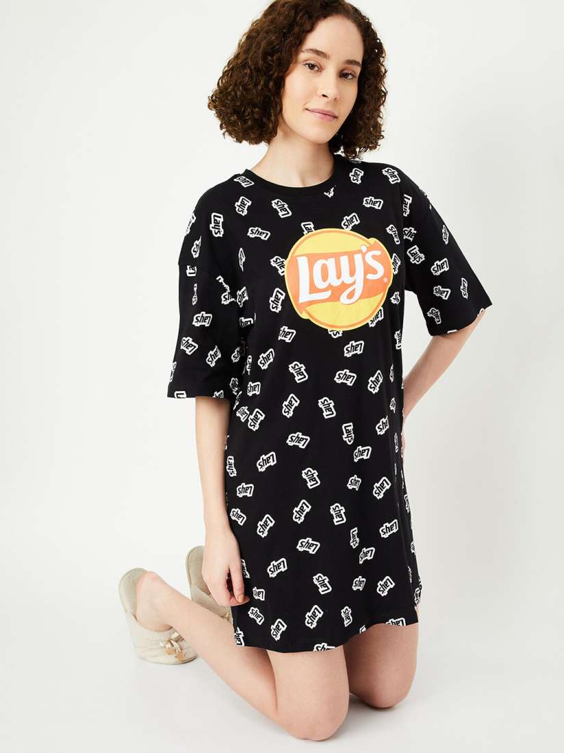 Buy max Lays Printed Pure Cotton T shirt Nightdress Nightdress for Women 29400898 Myntra