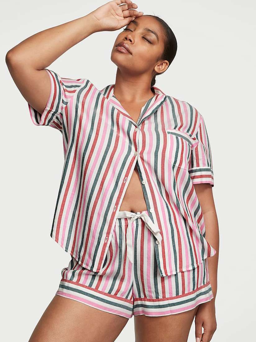 Buy Victoria s Secret Flannel Striped Night Suit Night suits for Women 29408578 Myntra