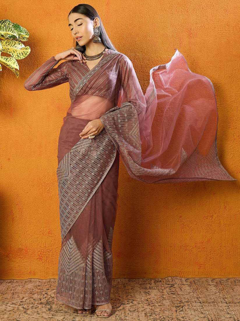 Buy Inddus Floral Net Embroidered Saree Sarees for Women 29410110 Myntra