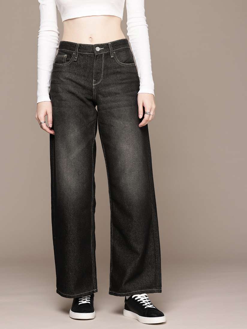 Buy The Roadster Life Co. Women Wide Leg Baggy Fit Low Rise Light Fade Jeans Jeans for Women 29412074 Myntra