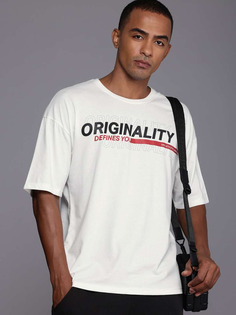 Buy HRX by Hrithik Roshan Men Typography Printed Pure Cotton Oversized T shirt Tshirts for Men 29416144 Myntra
