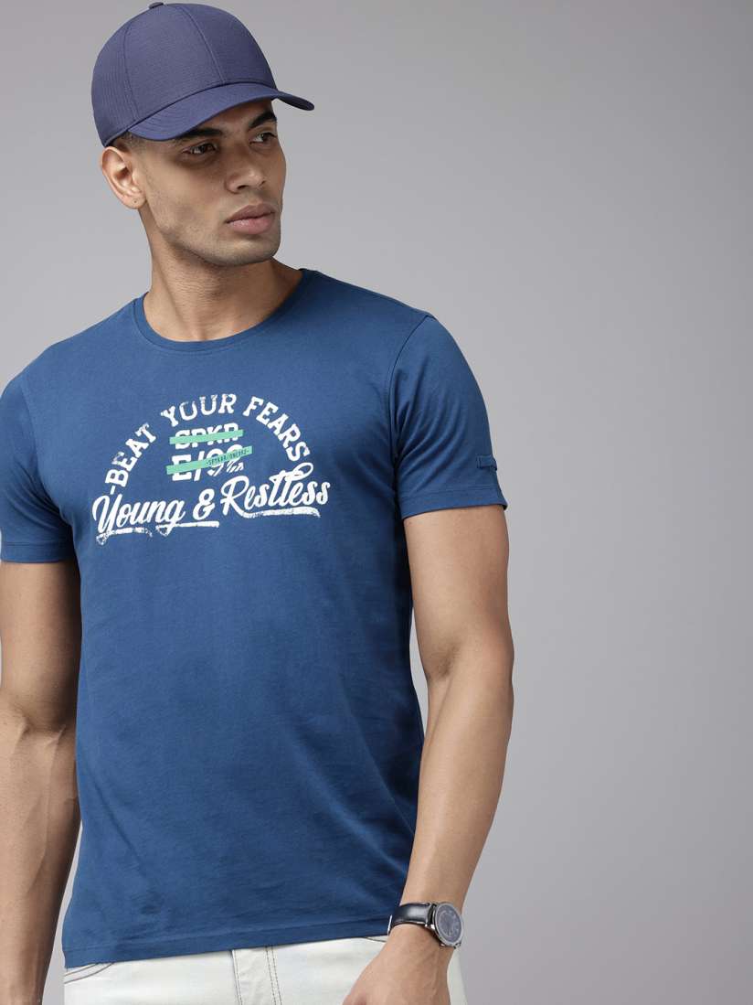 Buy SPYKAR Typography Printed Pure Cotton Slim Fit T shirt Tshirts for Men 29418790 Myntra