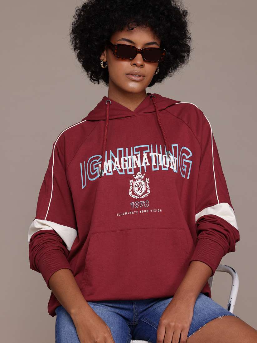 Buy The Roadster Lifestyle Co. Women Printed Hooded Sweatshirt Sweatshirts for Women 29432472 Myntra