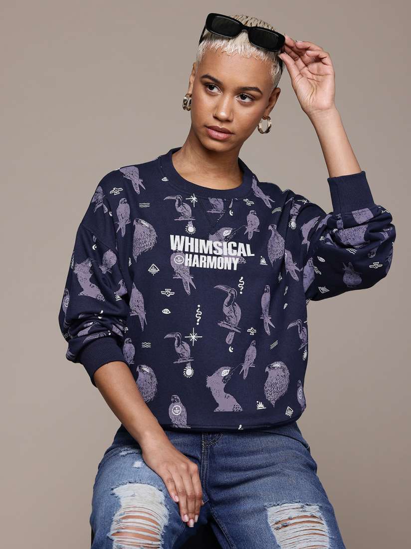 Buy The Roadster Lifestyle Co. Printed Sweatshirt Sweatshirts for Women 29433318 Myntra