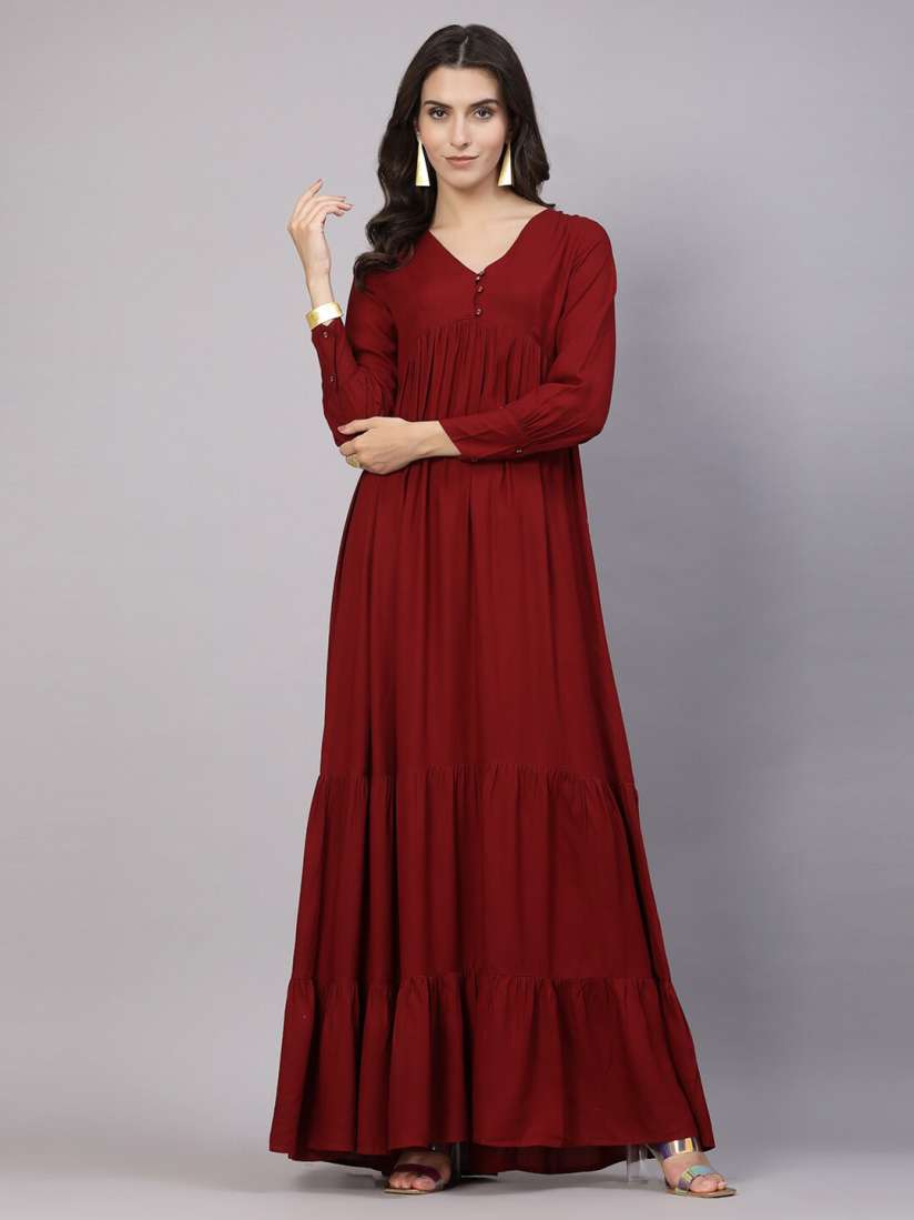 Buy aayu V Neck Layered Maxi Dress Dresses for Women 29434086 Myntra