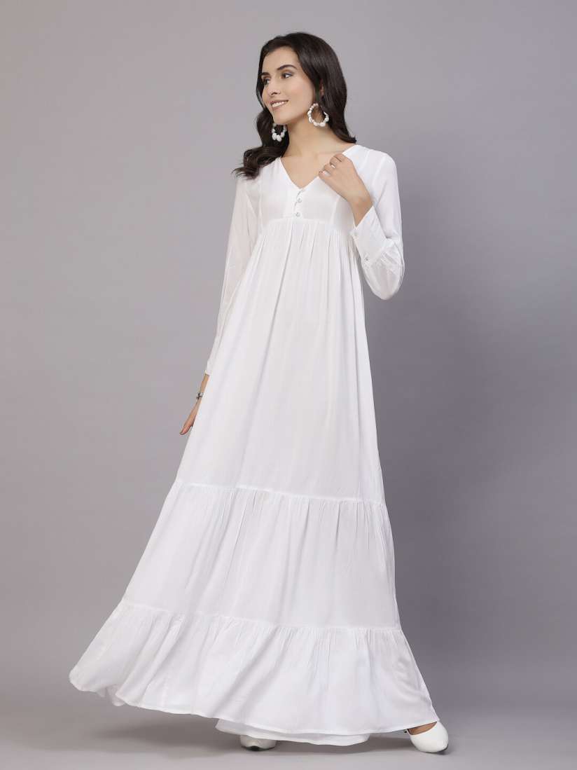 White maxi dress myntra online