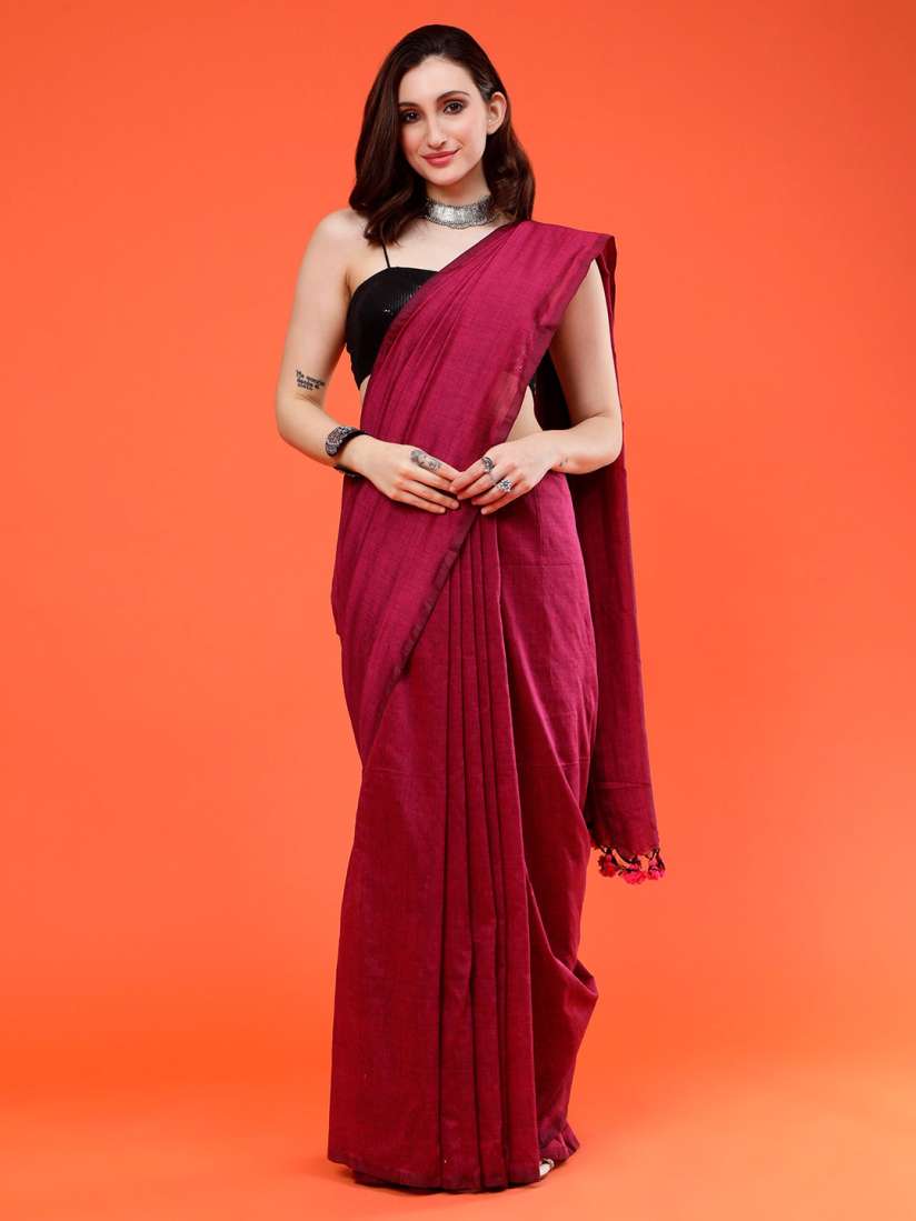 Buy Sawere Solid Pure Cotton Khadi Saree Sarees for Women 29434302 Myntra