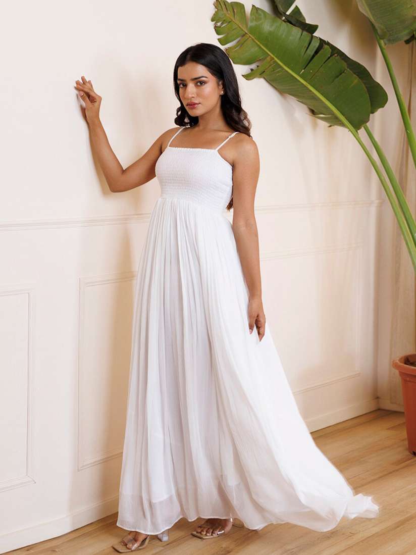 Smocked chiffon dress hotsell