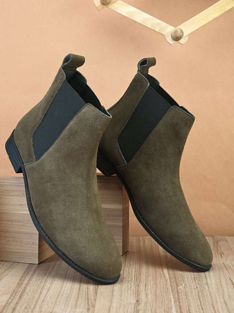 Mens green chelsea boots clearance