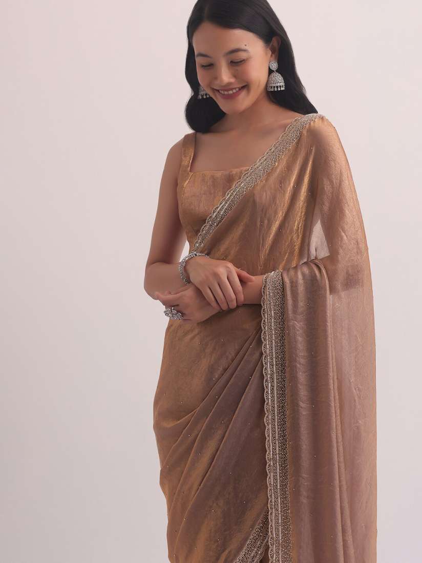 Myntra golden saree outlet