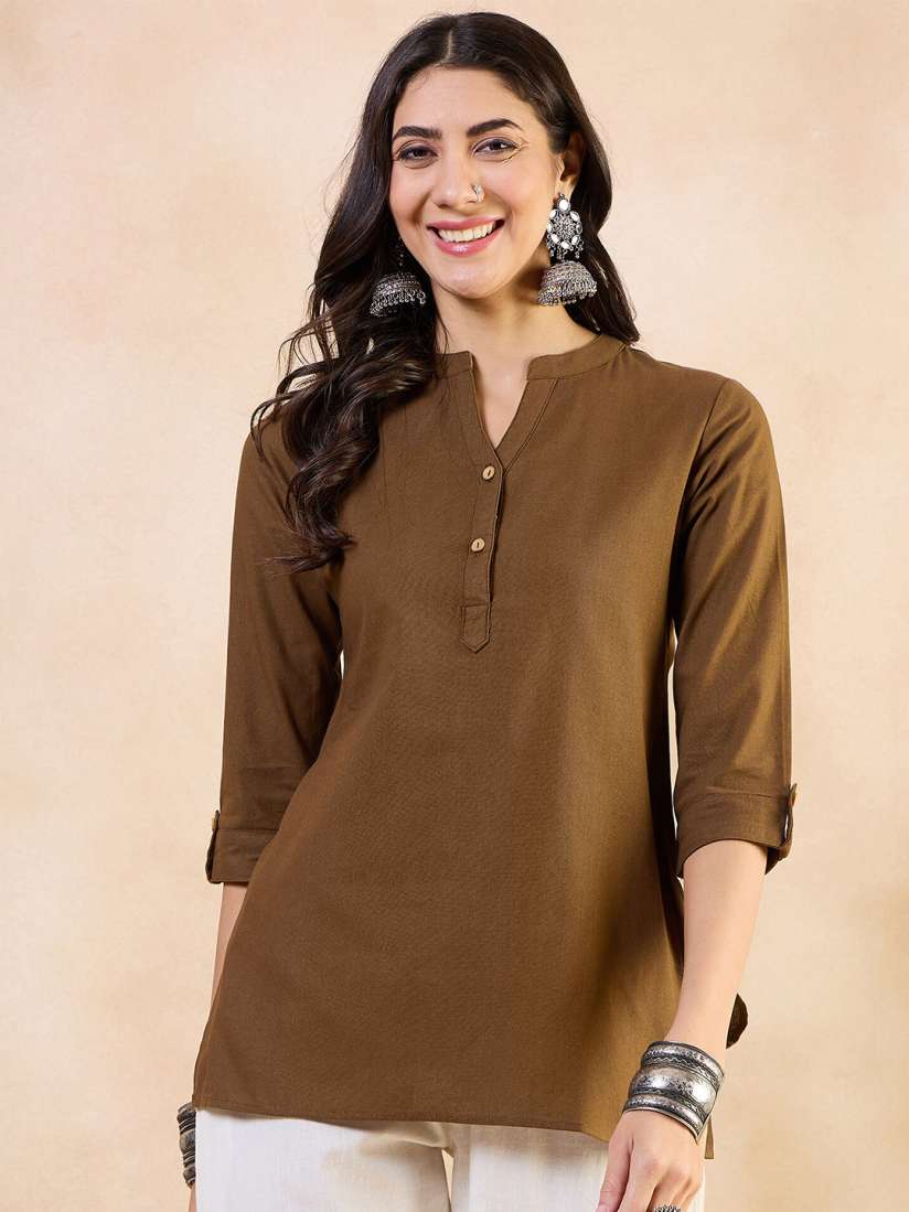 Buy Anouk Mandarin Collar Cotton Straight Short Kurti Kurtis for Women 29454358 Myntra