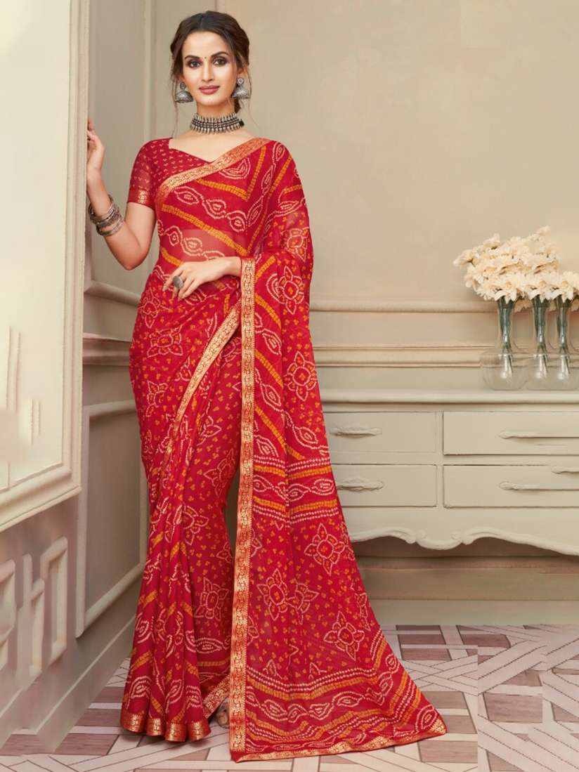 Buy Reboot Fashions Bandhani Zari Pure Chiffon Bandhani Saree Sarees for Women 29462296 Myntra