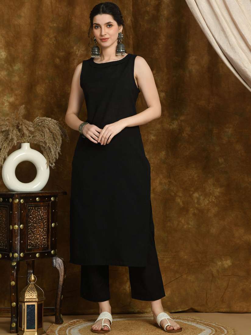 Myntra black kurta clearance