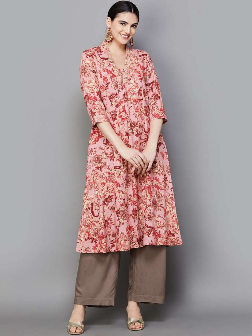 Melange floral print anarkali kurta outlet
