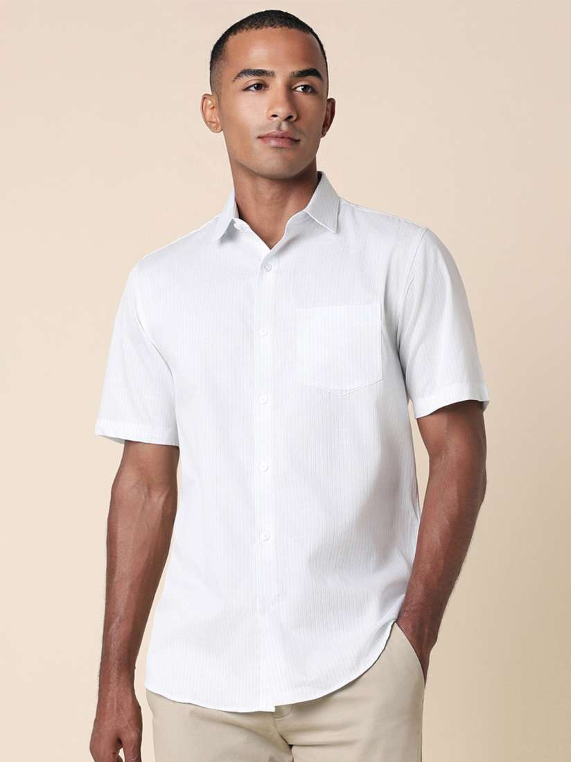Buy Allen Solly Slim Fit Striped Half Sleeves Pure Cotton Casual Shirt Shirts for Men 29471378 Myntra