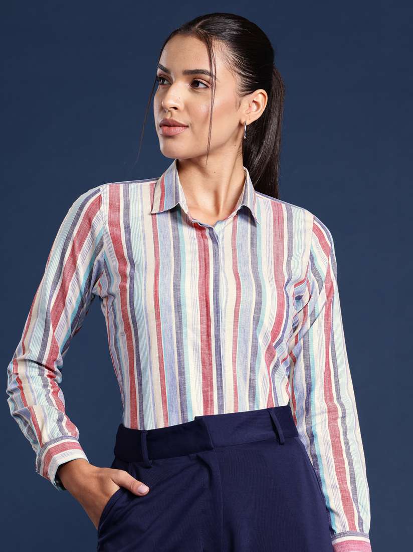 Buy Hancock Standard Cotton Multi Striped Formal Shirt Shirts for Women 29471876 Myntra