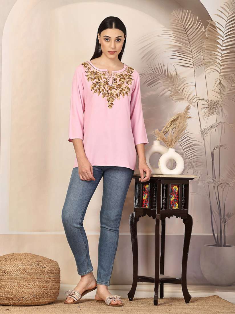 Buy Qazmi Kashmiri Embroidered Pink Kurti Kurtis for Women 29471926 Myntra