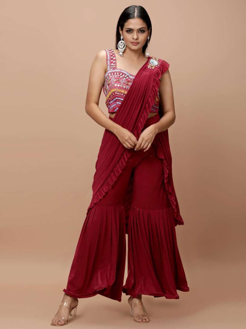Buy Vervee Couture Sequinned Palazzo Saree Sarees for Women 29473628 Myntra