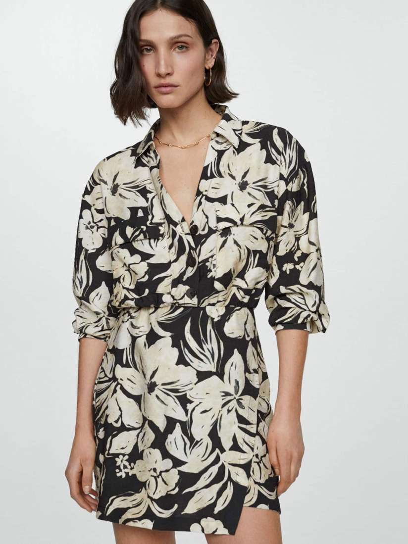 Mango floral shirt dress store