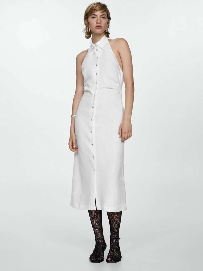 Buy MANGO Halter Neck Linen Shirt Dress Dresses for Women 29475846 Myntra