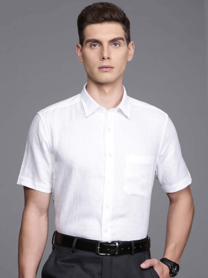 Louis philippe white linen shirts shop