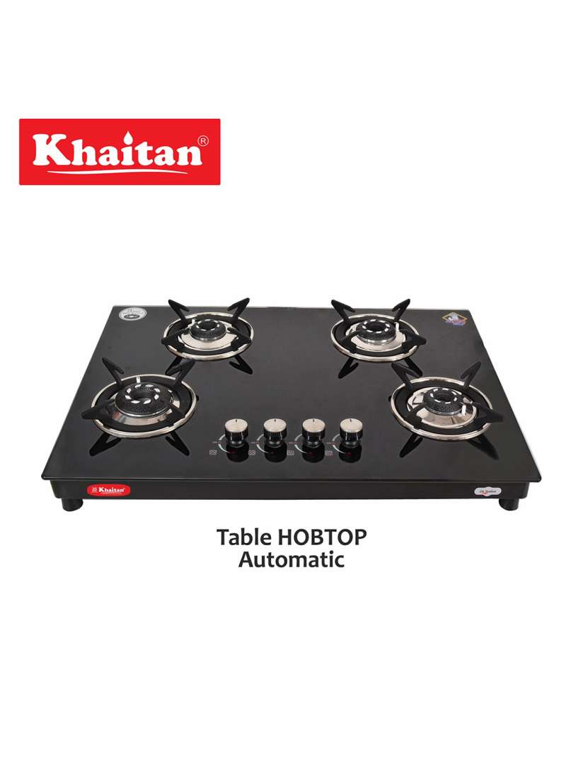 Buy Khaitan Black Toughened Glass Top 4 Burner Automatic Gas Stove Gas Stove for Unisex 29491758 Myntra
