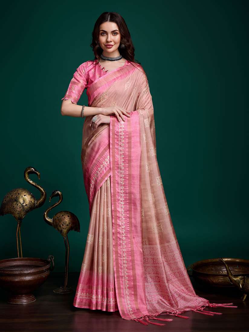 Buy Mitera Floral Tussar Silk Saree Sarees for Women 29495902 Myntra