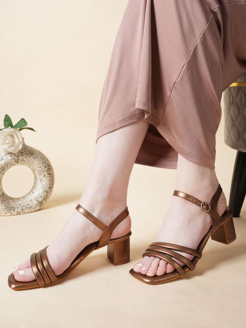 Buy DressBerry Copper Toned Strappy Block Heels Heels for Women 29502146 Myntra