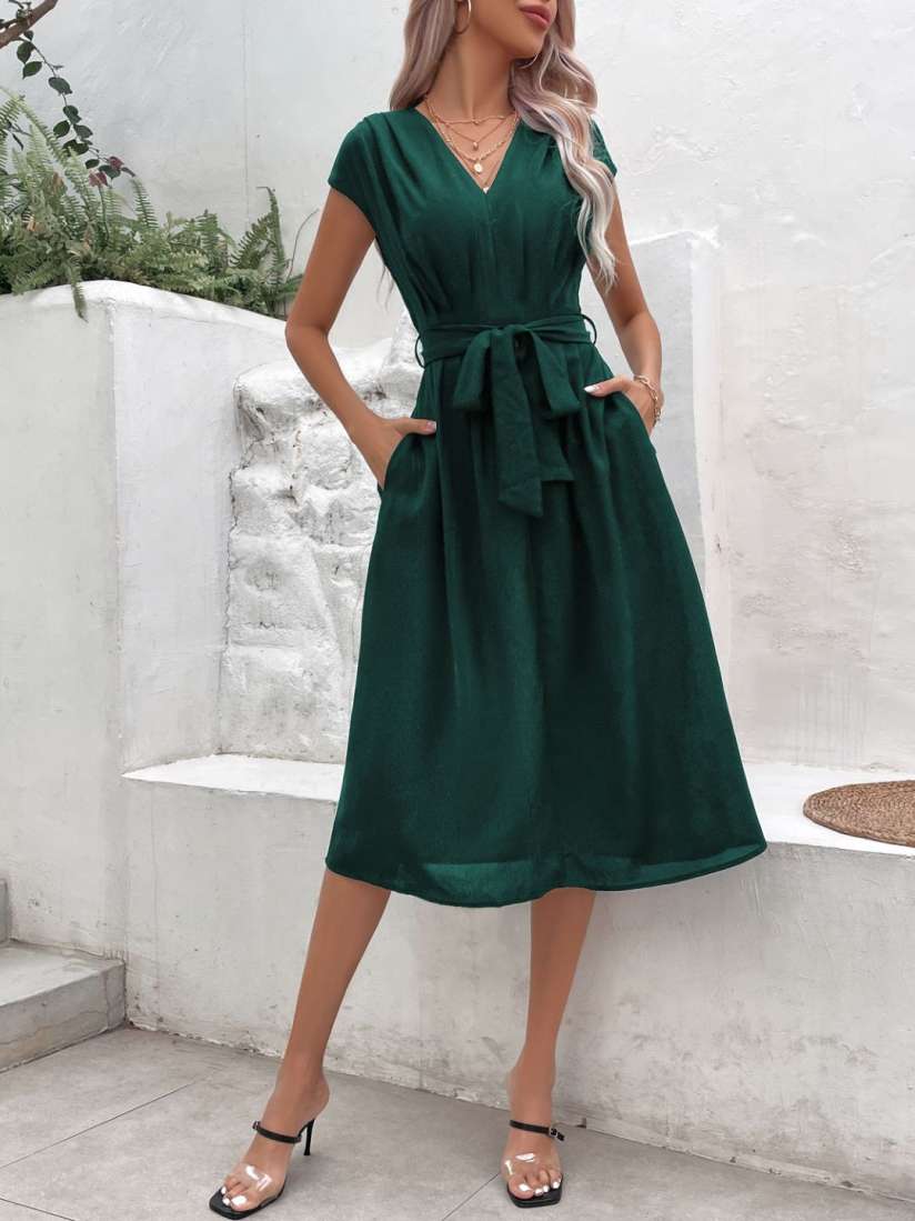 Green a line dress clearance