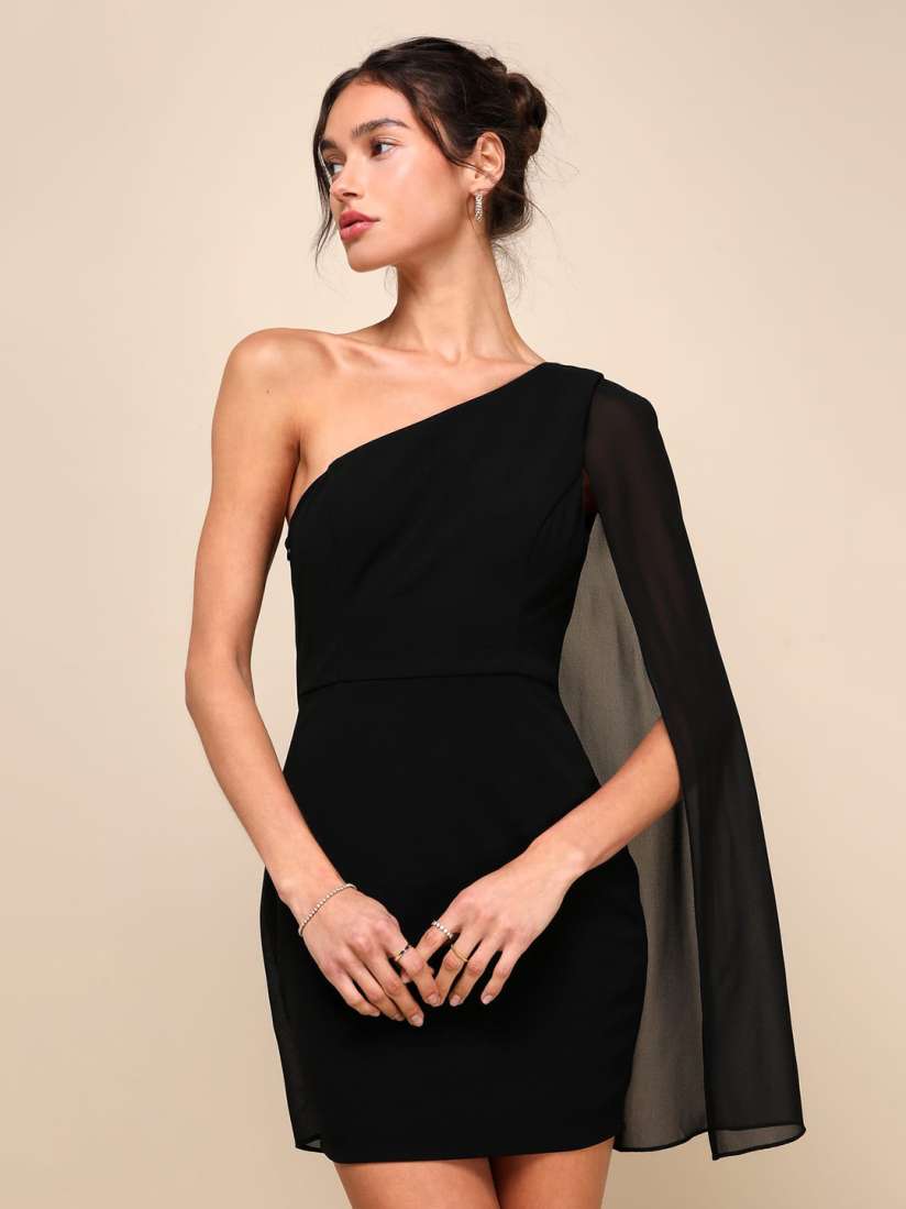 Buy BAESD One Shoulder Straight Cape Sleeves Bodycon Mini Dress Dresses for Women 29509826 Myntra