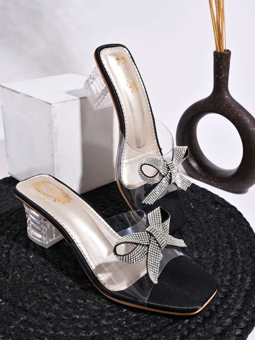 Girlie Block Heel Slide Sandals Buy Shoetopia Girls Embellished