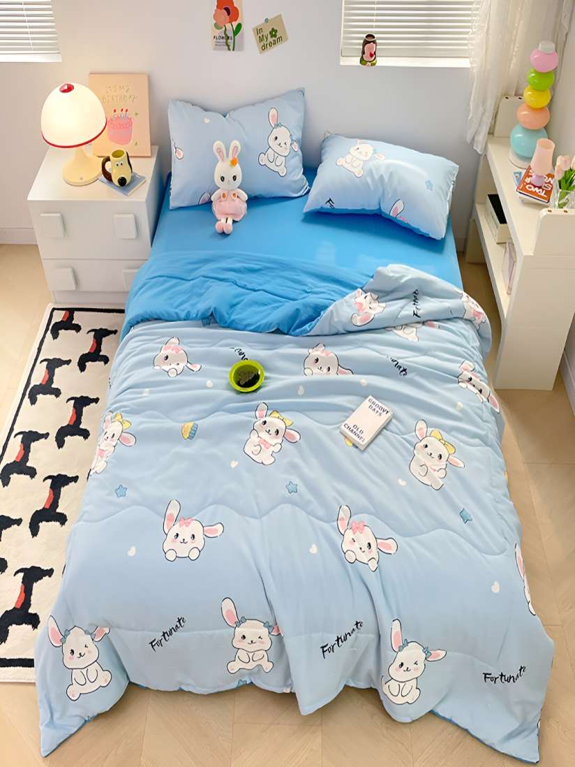 Buy JC HOME Blue White Cartoon Characters AC Room Single Bedding Set Bedding Set for Unisex 29529148 Myntra