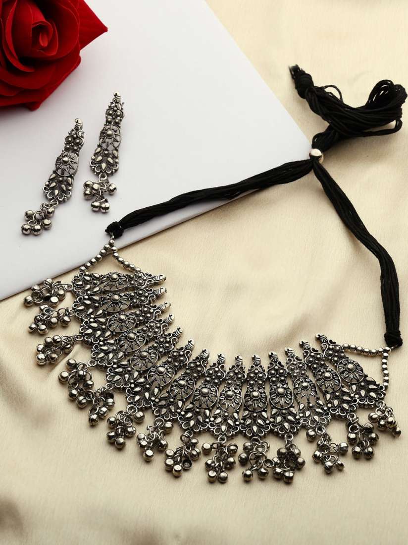VENI 92.5 Silver Plated Oxidised Jewellery Set