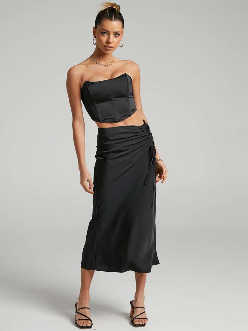 mid length satin skirts grey
